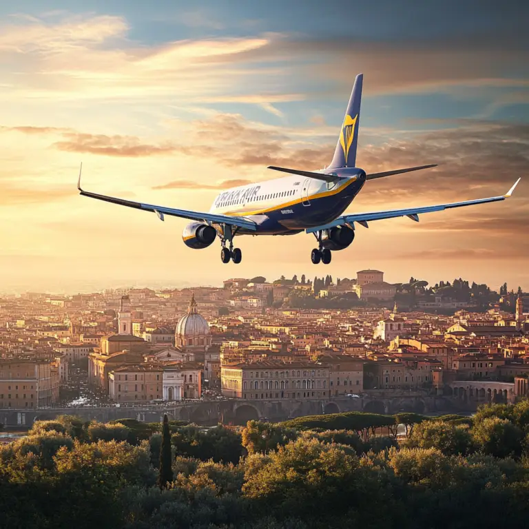 Avião de uma empresa low cost, em que se paga pouco para viajar pela Itália