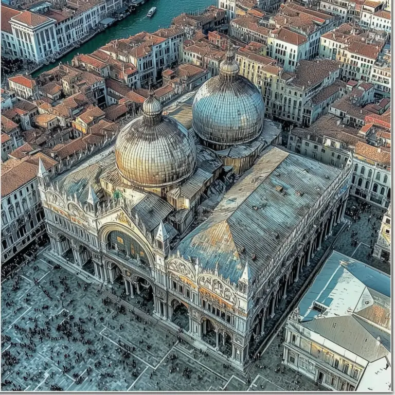 Vista Aérea da Basílica de São Marcos que poderá ser vista na viagem para Veneza